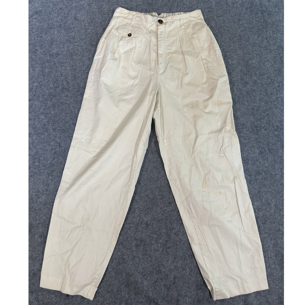 Esprit Collection Pleated Trousers 11/12 Cream Vintage High Waisted Cotton